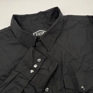 Gibson Trading Company Large Black Western Pearl Snap Button Long Sleeve Shirt
